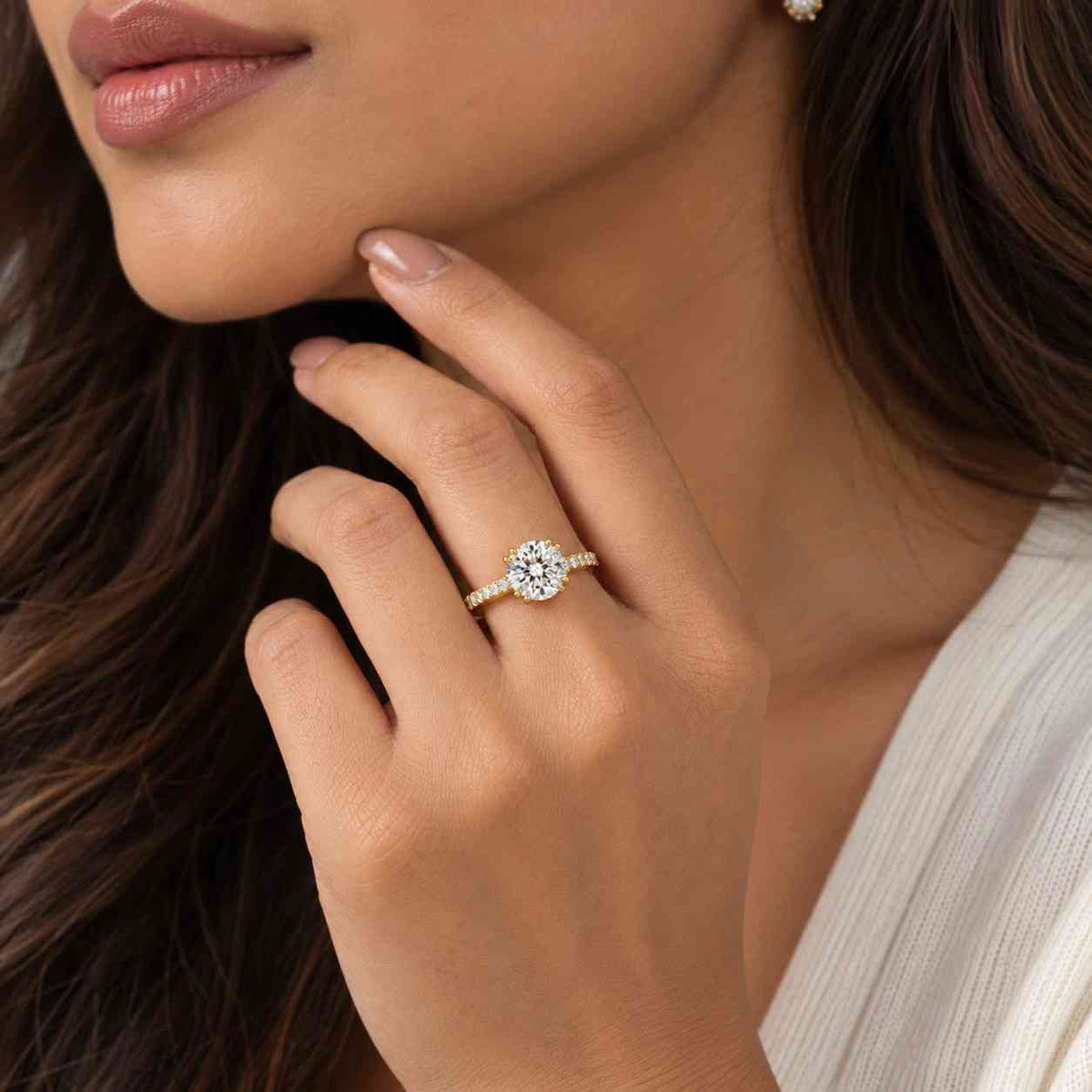 old mine cut lab grown diamond three stone engagement ring 1.694 ctw d vvs2 certified round brilliant cut diamond ring
