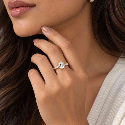Old Mine Cut Lab Grown Diamond Three Stone Engagement Ring 1.694 CTW D VVS2 Certified Round Brilliant Cut Diamond Ring
