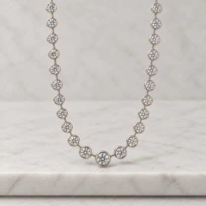 Old Mine Marquise & OEC Round Diamond Tennis Necklace, Lab Grown Diamond Alternate Bezel Set Necklace, Distance Diamond Bridal Necklace
