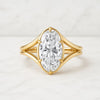 Solid Gold Split Shank Oval Cut Lab Grown Diamond Ring