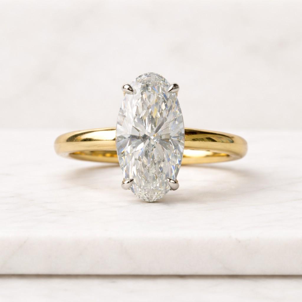 Old Mine Moval Cut Lab Grown Diamond Solitaire Engagement Ring, Old Mine Moval Diamond Ring For Bridal Gift, 14k Gold Wedding Ring For Gift
