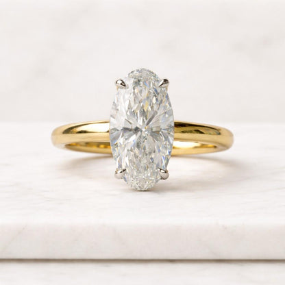 Old Mine Moval Cut Lab Grown Diamond Solitaire Engagement Ring, Old Mine Moval Diamond Ring For Bridal Gift, 14k Gold Wedding Ring For Gift

