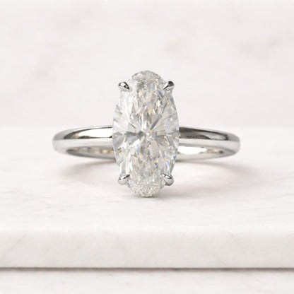 Old Mine Moval Lab-Grown Diamond Solitaire Ring, IGI-Certified Moval Cut Engagement Ring, Moval Diamond Wedding Ring For Anniversary Gifts
