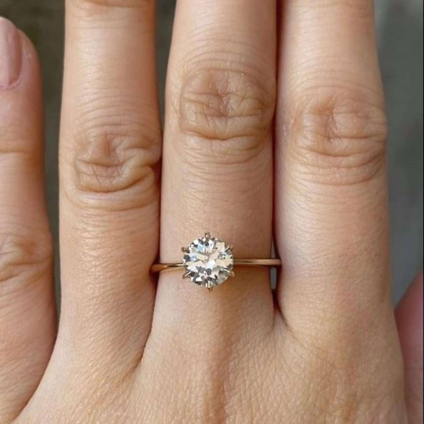 Old Mine Round Cut Diamond Engagement Ring For Gf