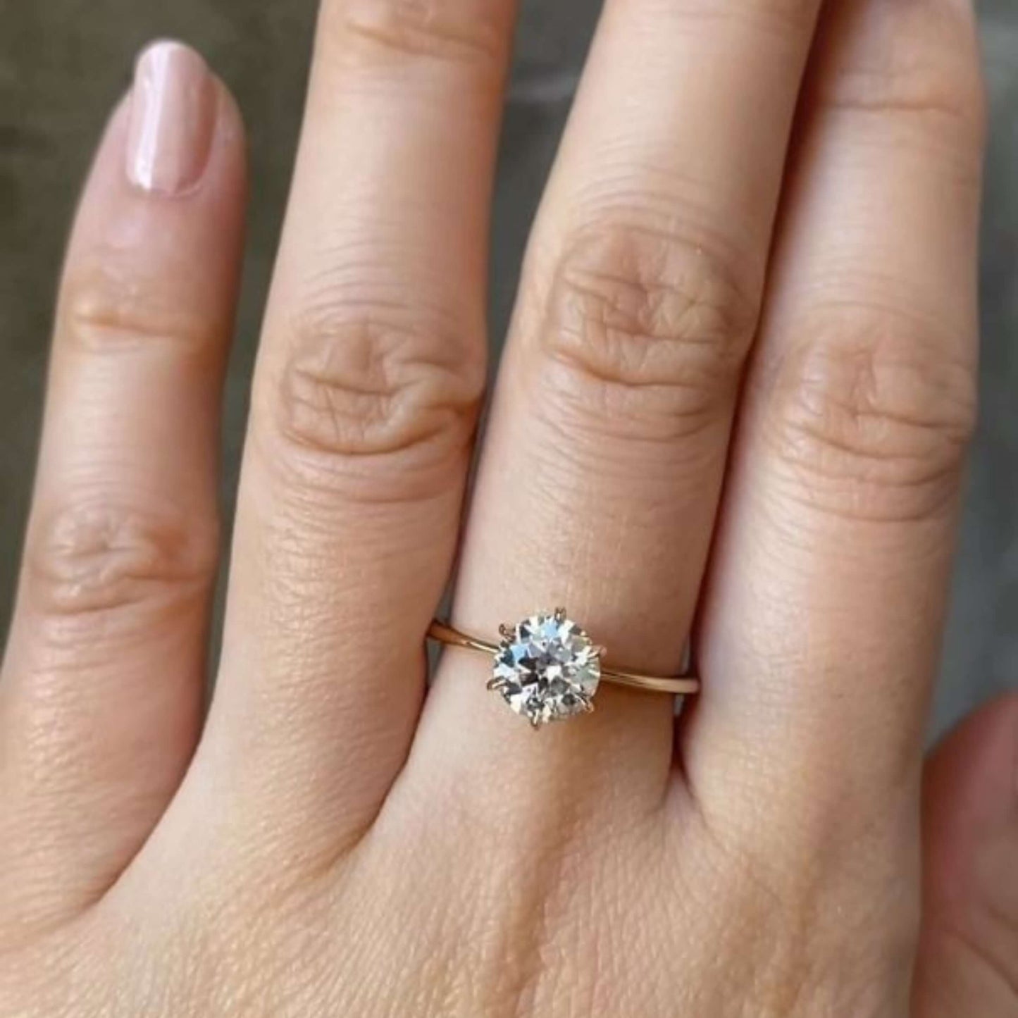 Old Mine Round Cut Diamond Engagement Ring For Love