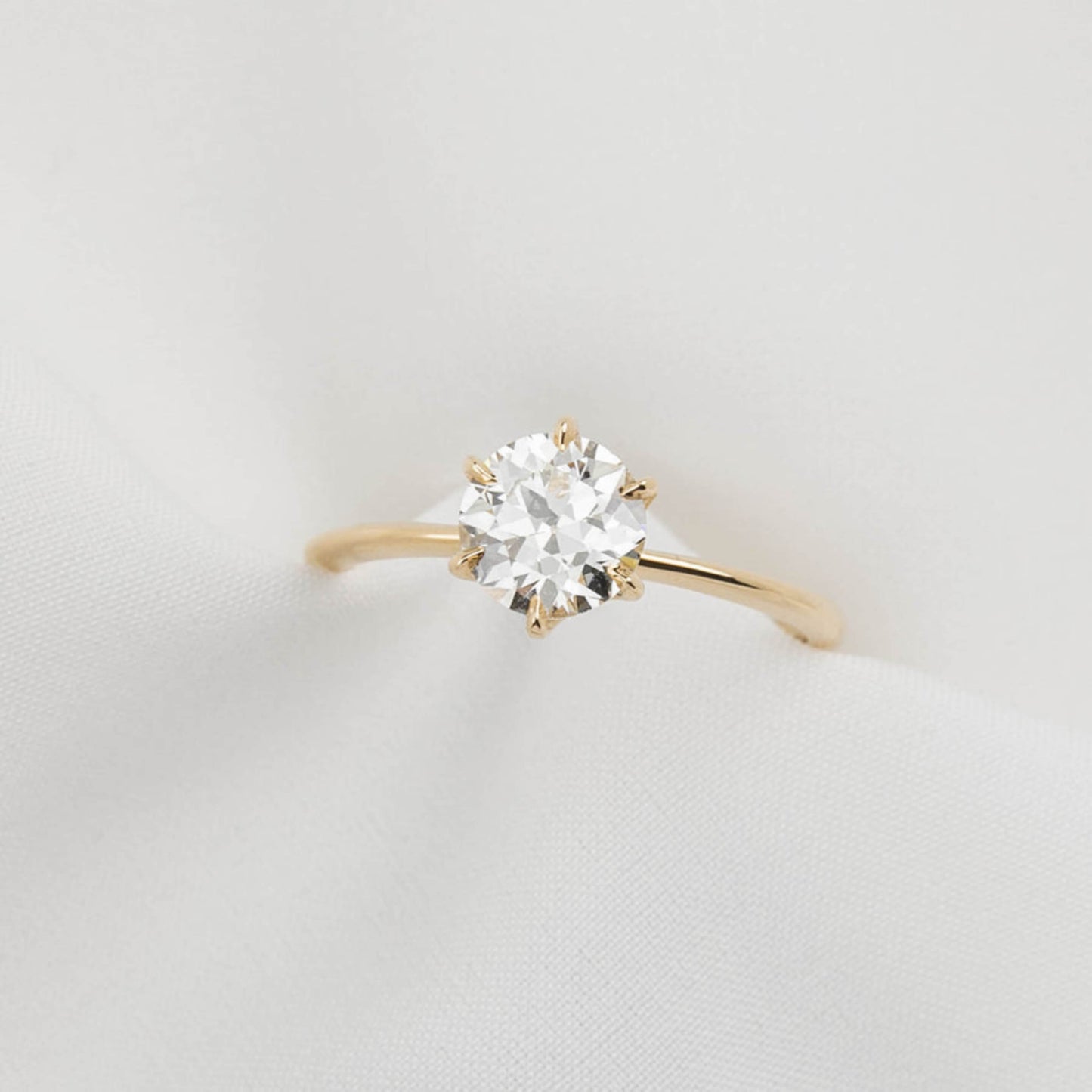 Old Mine Round Diamond Engagement Ring