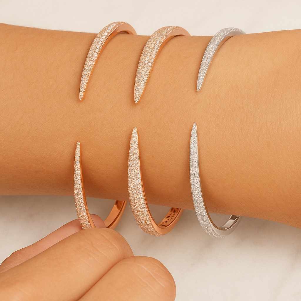 Round Cut Lab Grown Diamond Engagement Bangle Beautiful Open Cuff Bangle For Women