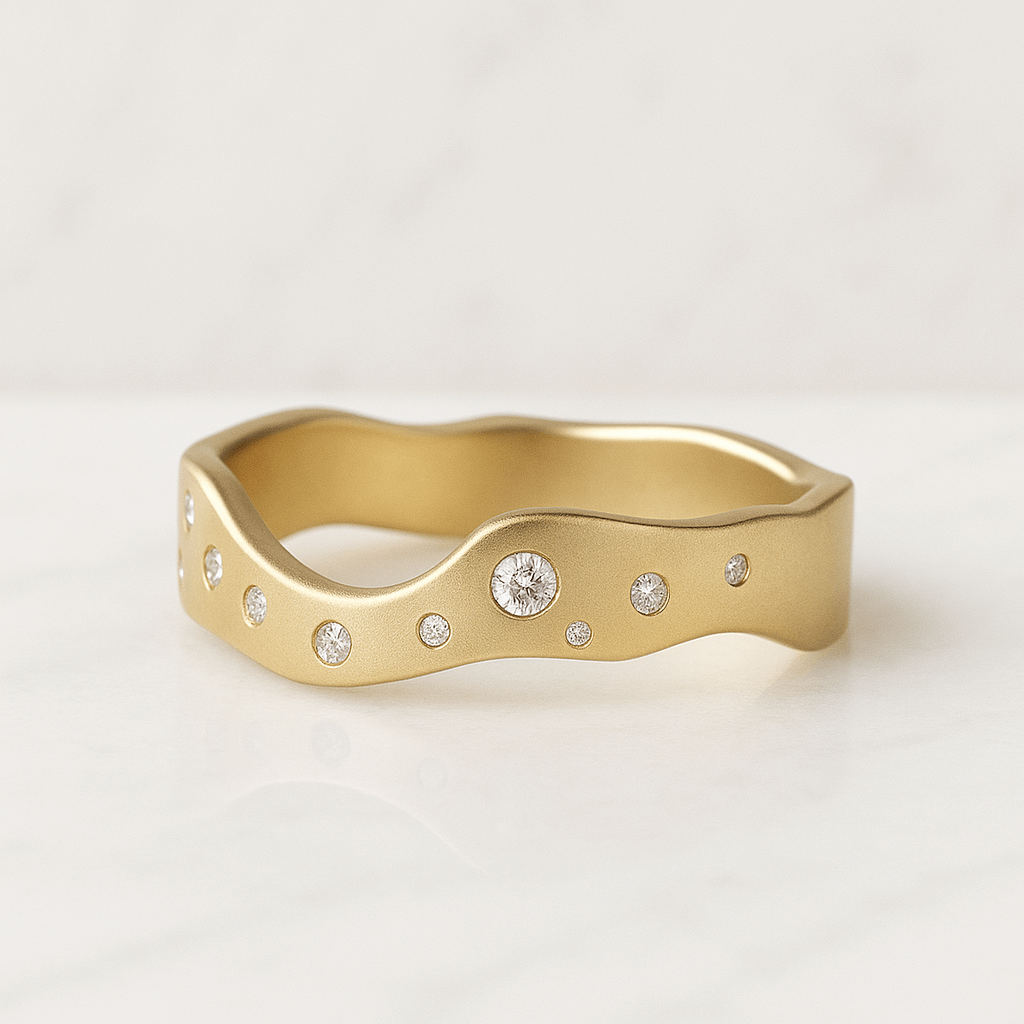 Pave Diamond Open Ring  18k Gold Wedding Band  Cuff Ring  Dainty Ring  Stackable Diamond Ring  Minimalist Jewelry  Anniversary Ring