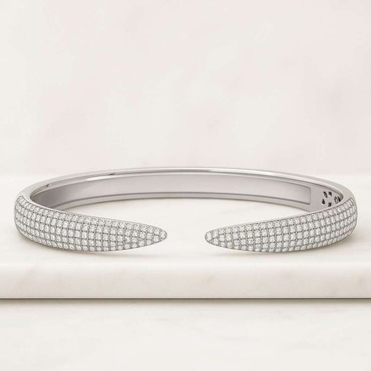 Open Cuff Bangle 925 Silver Party Wear Bangles Pear Cut Lab Grown Diamond Open Cuff Bangle