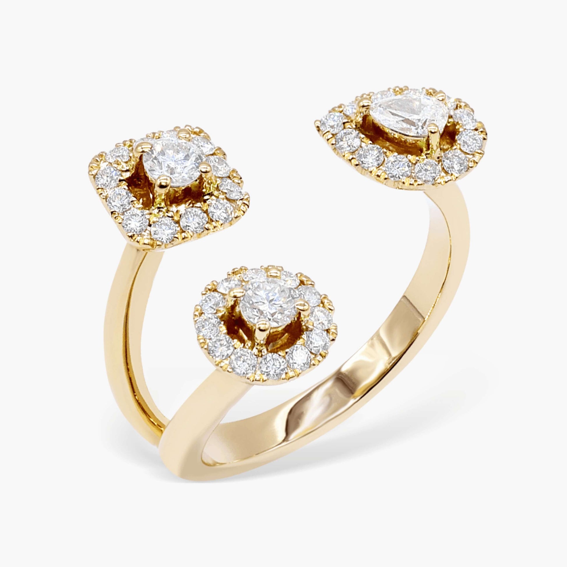 Open Cuff Diamond Ring, Dainty Stackable Band for Women