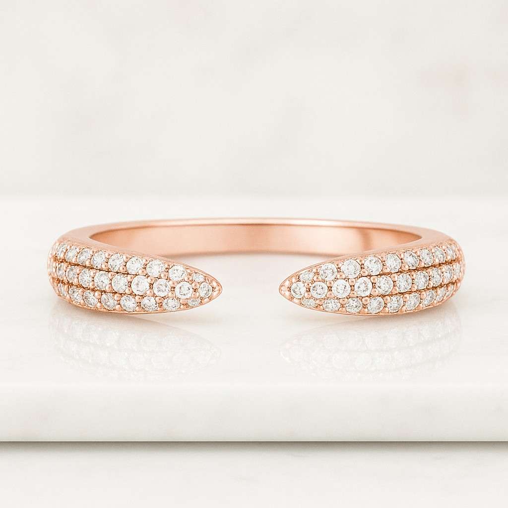 Open End Diamond Engagement Ring Minimalist Band