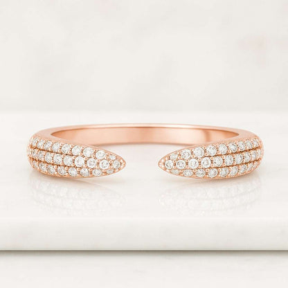 Open End Diamond Engagement Ring Minimalist Band