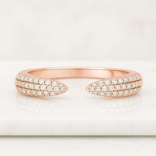 Open End Diamond Engagement Ring Minimalist Band