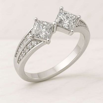 Open Gap Princess Cut Wedding Band White Gold Spacer Stacking Ring For Women