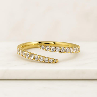 Custom Open Gap Ring Lab Diamond Wedding Ring Gold Open Wedding Band