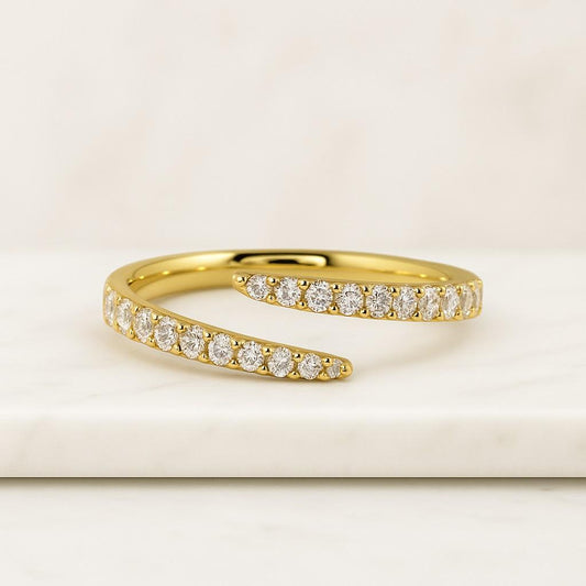 Custom Open Gap Ring Lab Diamond Wedding Ring Gold Open Wedding Band