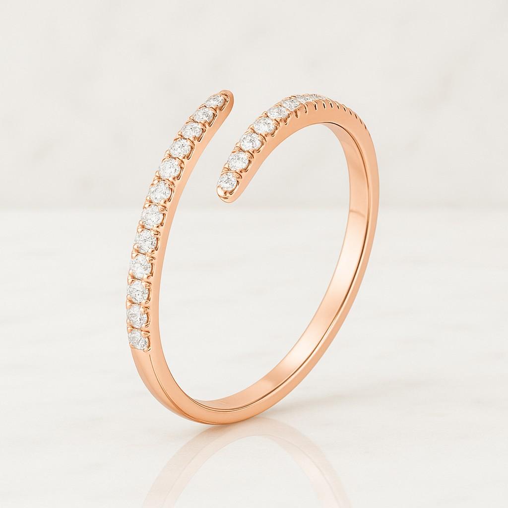 Open Gap Stacking Diamond Ring Adjustable Diamond Engagement Ring 14K White Gold Statement Ring