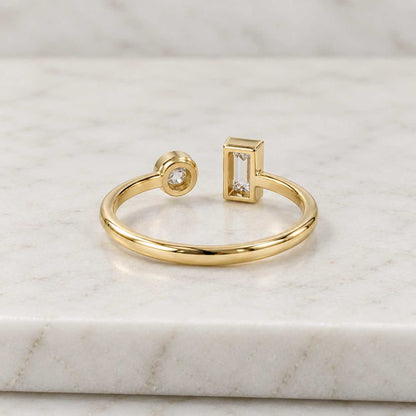 Open Wedding Band | Baguette Cut Lab Grown Diamond Cuff Wedding Bands Women, 14K Solid Gold East West Matching Band For Engagement Ring
