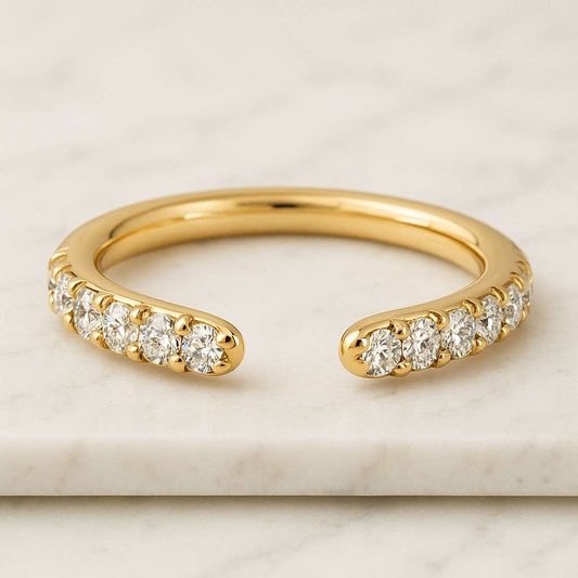 Open Wedding Band Lab Grown Diamond Ring Gap Wedding Ring 