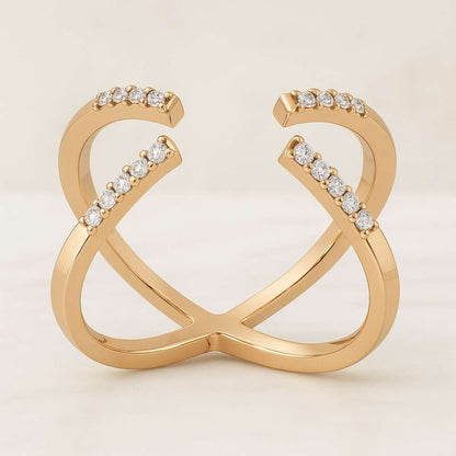 Open Wedding Band Lab Grown Diamond Ring Gap Wedding Ring Womens Cuff Stacking Ring