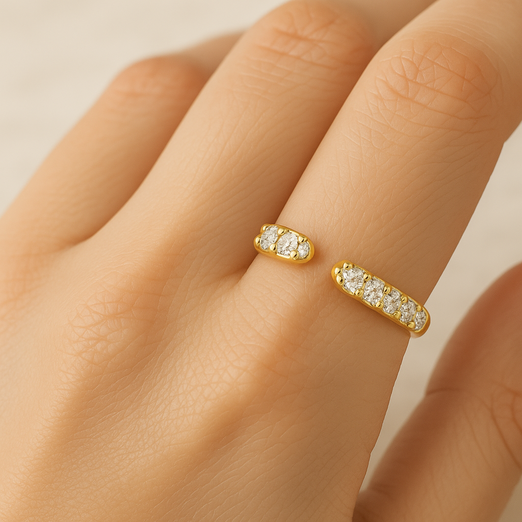 Open Wedding Band Lab Grown Diamond Ring Gap Wedding Ring Womens Cuff Stacking Ring