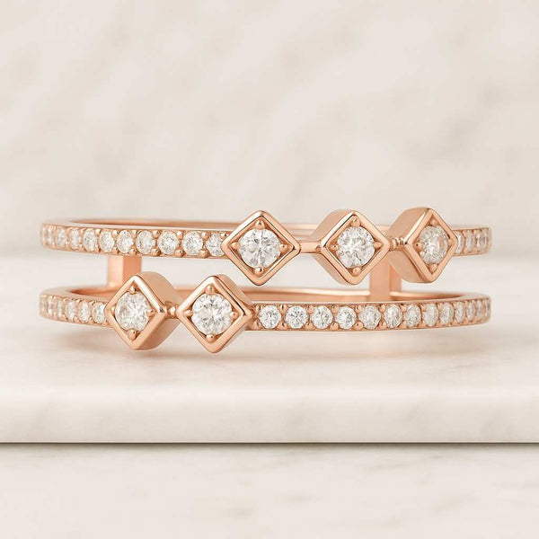 Open Wedding Band Lab Grown Diamond Ring Gap Wedding Ring Womens Stacking Ring
