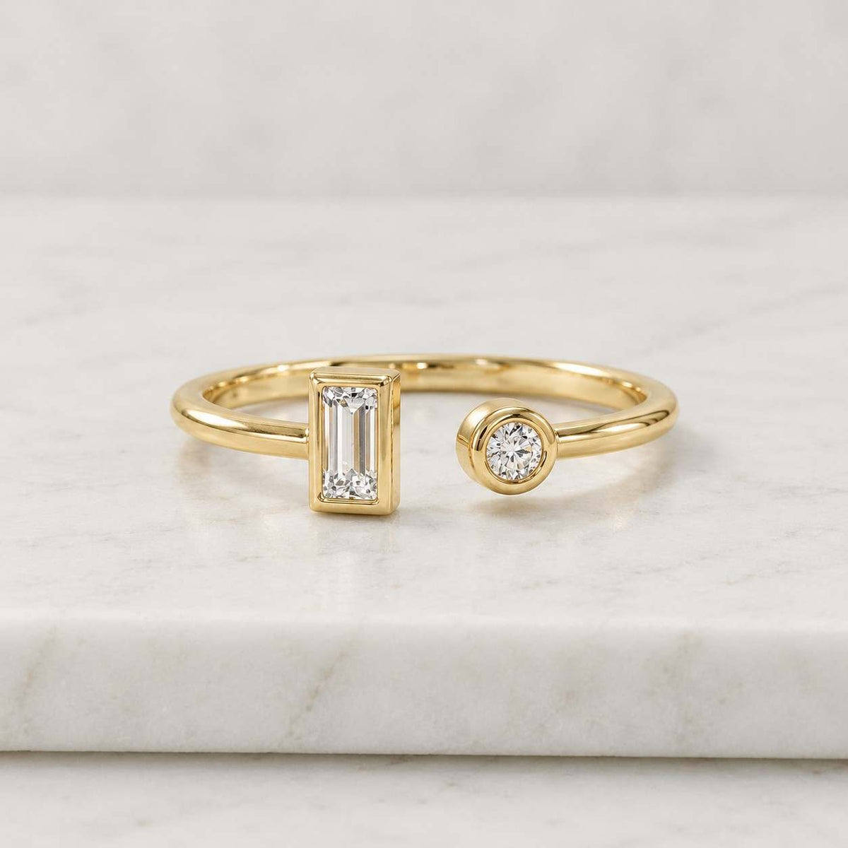 lab diamond open wedding band, yellow gold pave cuff ring, stackable bridal ring
