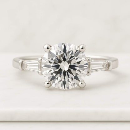 Outline Band Ring Real Lab Grown Diamond Ring Side Round Diamond Engagement Ring For Wife