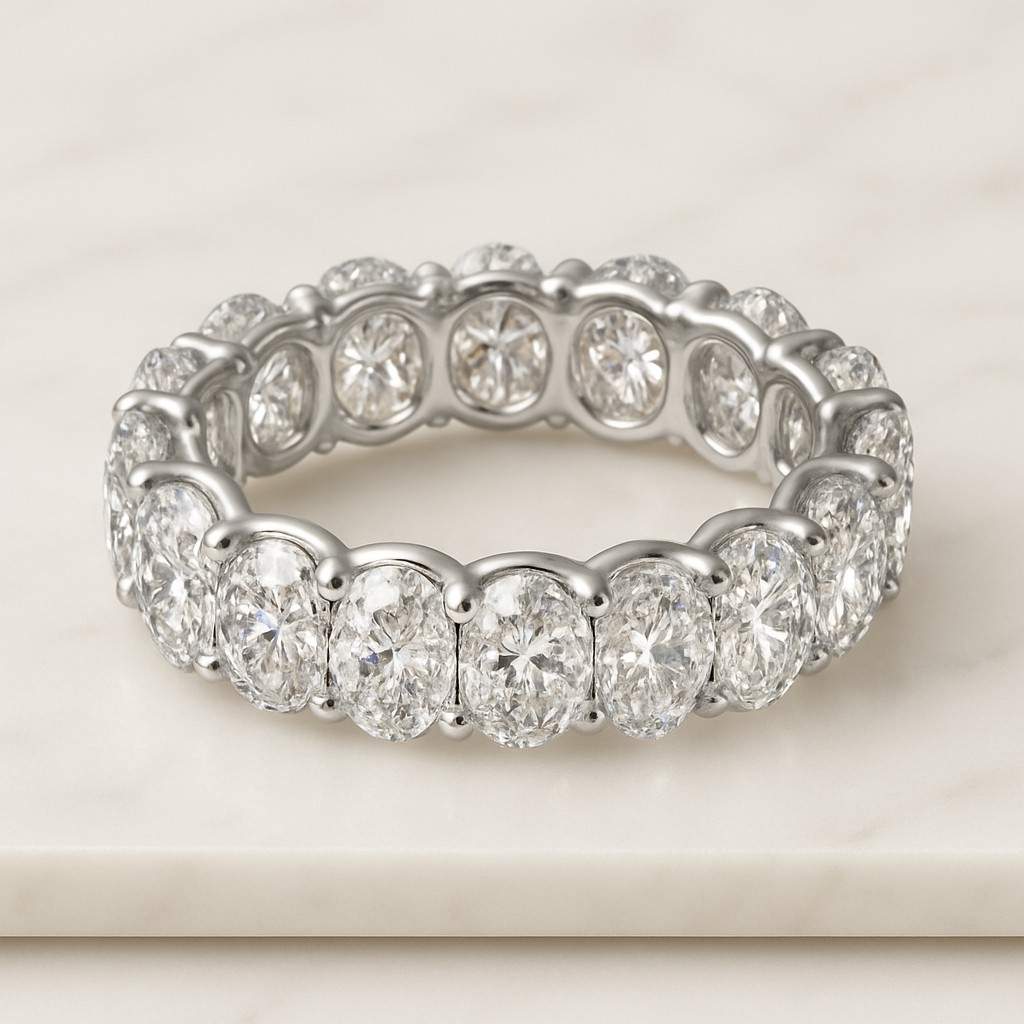 Oval Moissanite Band Oval Eternity Band Oval Wedding Band 3x2mm Oval Cut Moissanite Wedding Band 14K Yellow Gold Full Eternity Womens Band