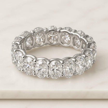 Oval Moissanite Band Oval Eternity Band Oval Wedding Band 3x2mm Oval Cut Moissanite Wedding Band 14K Yellow Gold Full Eternity Womens Band