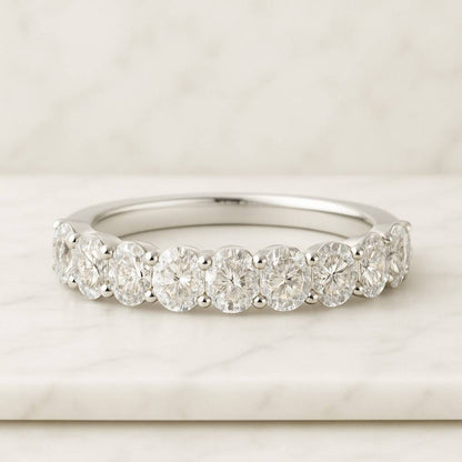 Oval Cut Lab Grown Diamond Wedding Band Full Eternity Diamond Band Wedding Gift Bridal Ring