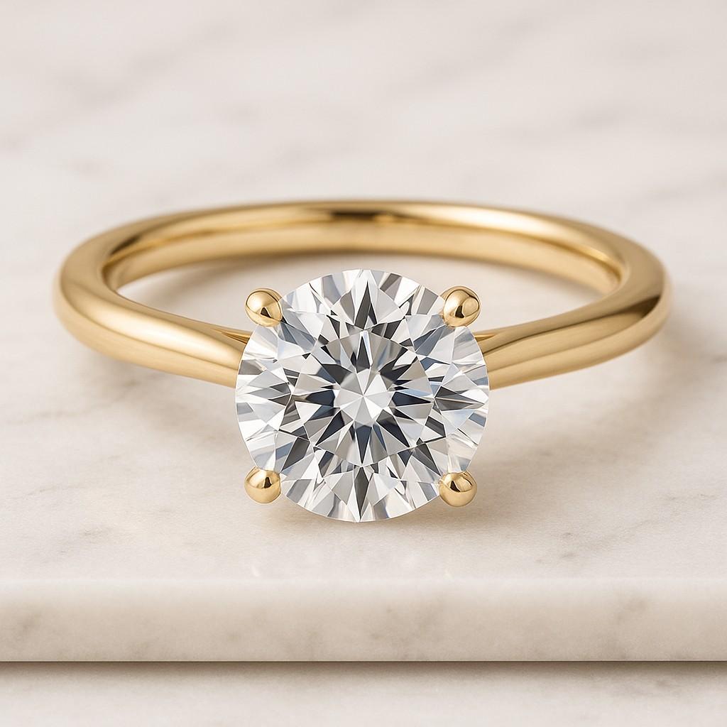 Diamond Engagement Ring Genuine Lab Grown Diamond Anniversary Ring Unique Proposal Ring for Her Six Claw Prong Setting Ring