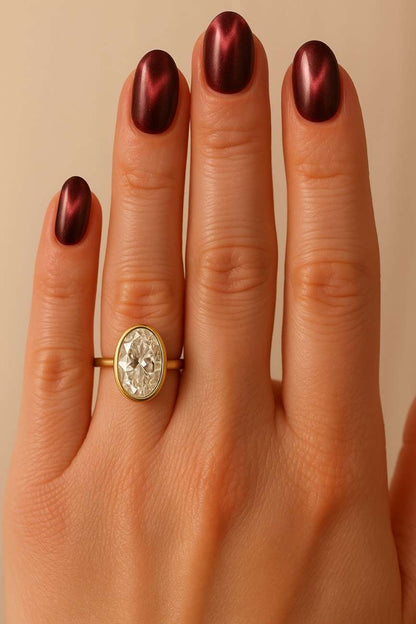 Oval Cut Lab Grown Diamond Hidden Halo Ring 2 to 3 CT Oval Diamond Engagement Ring Wedding Ring Proposal Diamond Ring Anniversary Gift