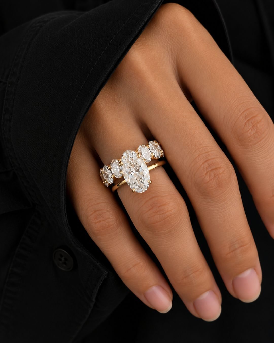 oval cut moissanite engagement ring set