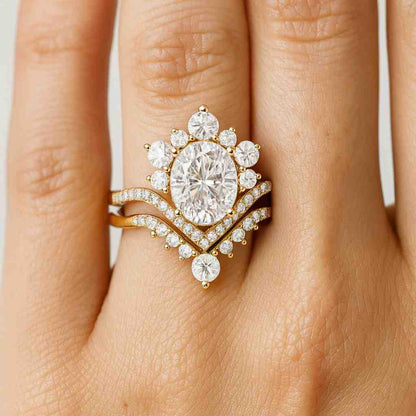 Oval Cut Wedding Set in white Gold Crushed Ice Oval Bridal Set Moissanite Oval Cut Bridal Set Moissanite bridal Set