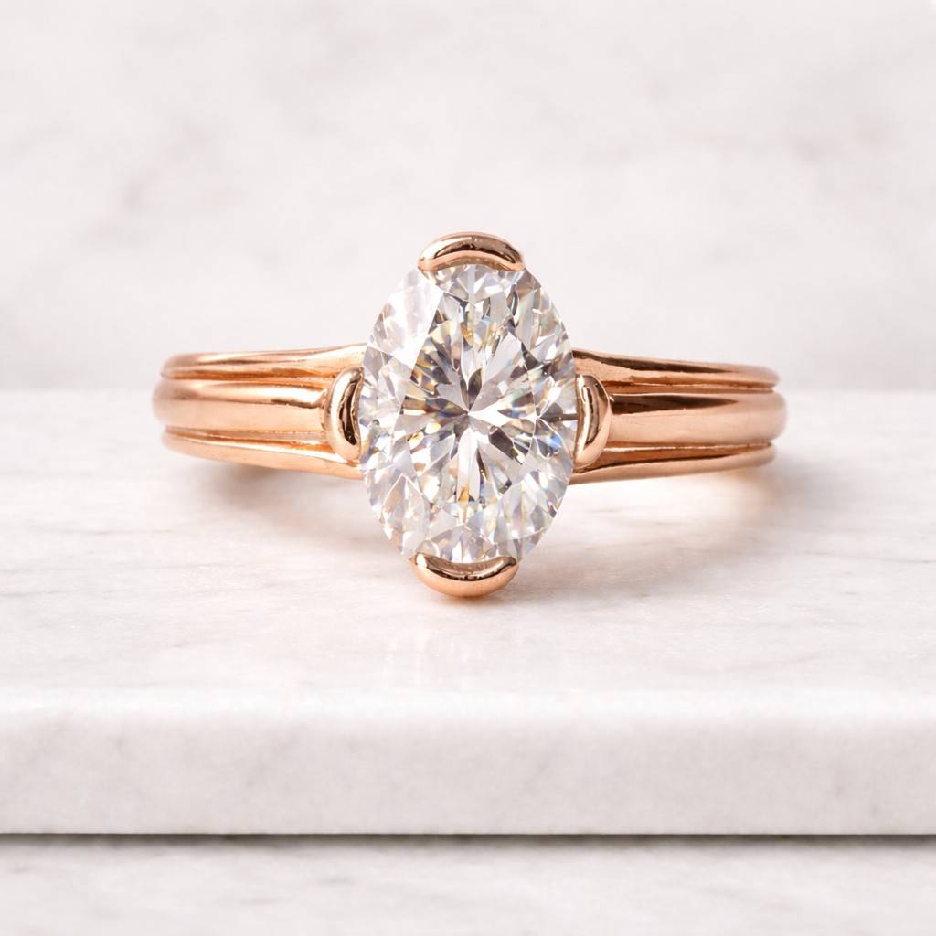 0.75 carat oval engagement ring, igi certified lab grown diamond ring, 14k solid gold solitaire ring, hidden halo oval cut ring for women
