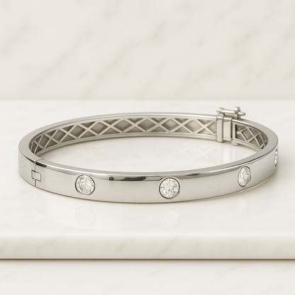 Lab Grown Diamond Tennis Bracelet, 14K Gold Hexagon Bezel