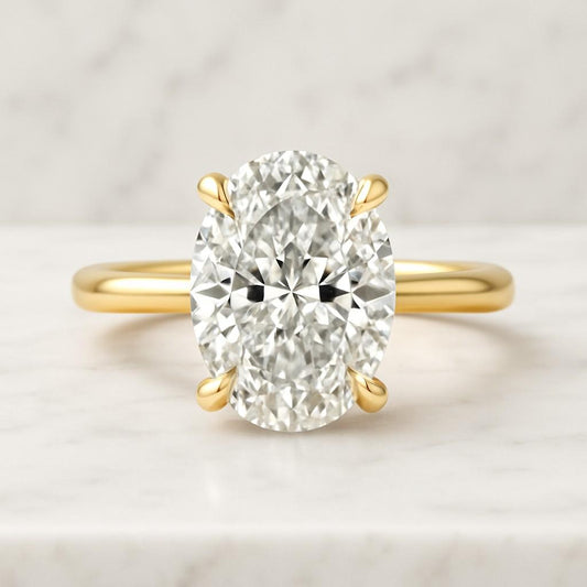 Oval Moissanite Engagement Ring 14k Gold Solitaire Wedding Ring
