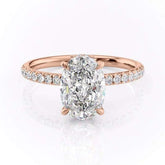 Oval Pave Setting Moissanite Diamond Ring