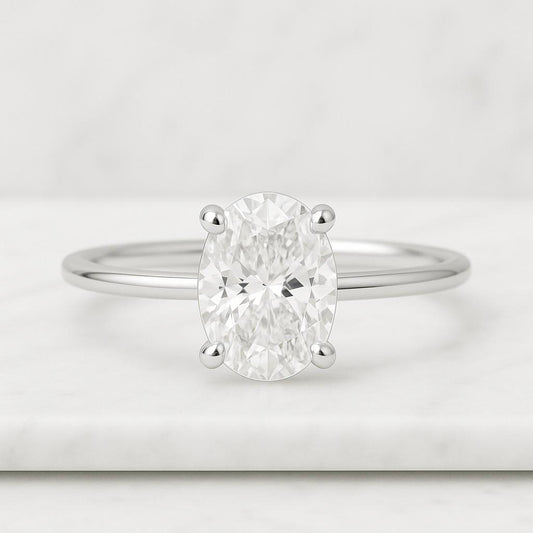 Oval 2.60tcw Lab Grown Diamond Solitaire with Hidden Halo Engagement Ring