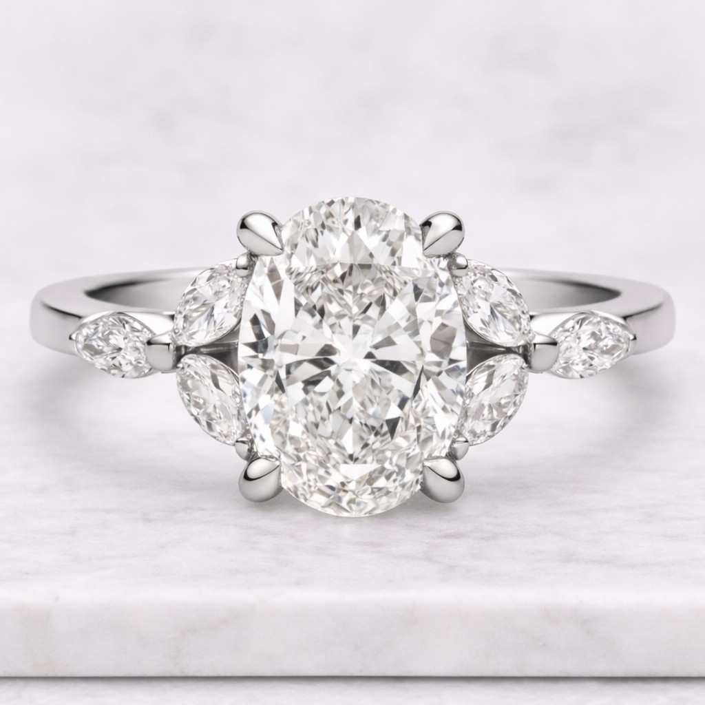 Oval And Marquise Diamond Wedding Ring