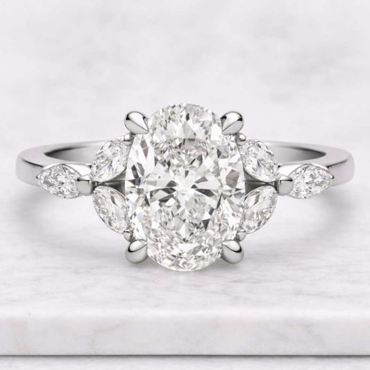 Oval And Marquise Diamond Wedding Ring