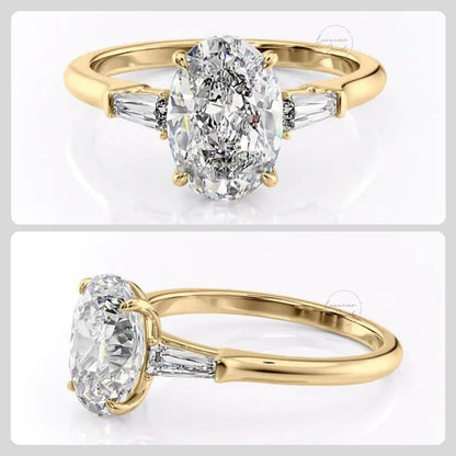 Oval And Tapered Baguette Three Stone Ring