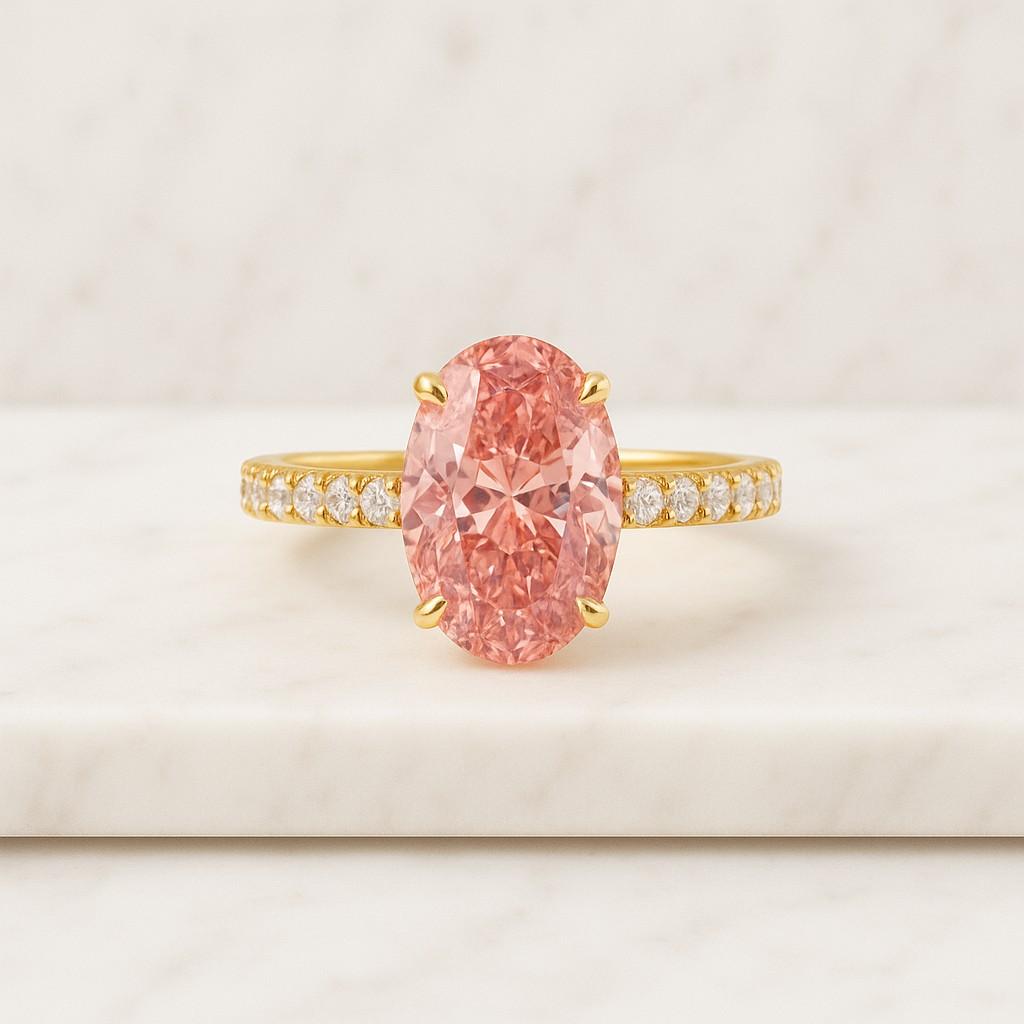 Oval Colorless Moissanite Diamond With Hidden Halo Ring With Round Diamond half Eternity Pave Ring for Her  Awesome Diamond Ring for Her