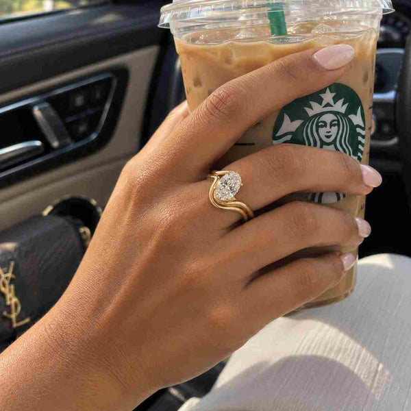 Oval Cut 14k White Gold SEMI MOUNT Tulip Set Basket Ring With Hidden Halo, Cathedral Setting Oval Mount Ring, No Diamond Ring