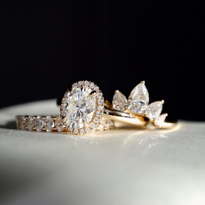Oval Cut Diamond Halo Ring, Oval Wedding Ring
