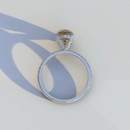 Oval Cut Diamond Hidden Halo Engagement Ring Set