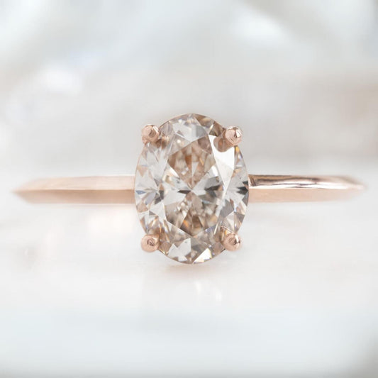  Oval Cut Diamond Ring, Knife Edge Band Style