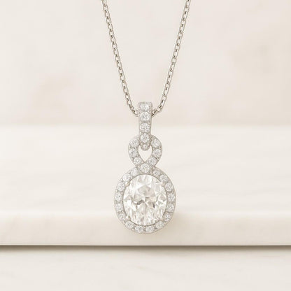Oval Cut Diamond Solitaire Floating Pendant with 18 inch Chain