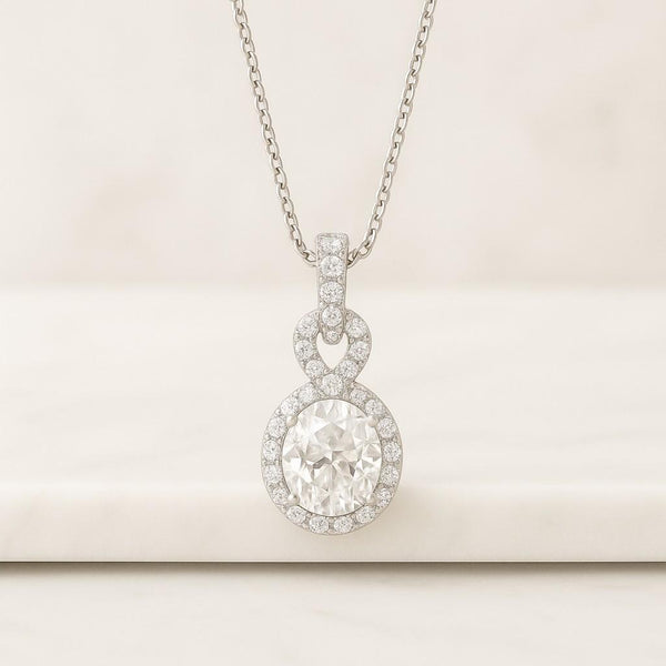 Oval Cut Diamond Solitaire Floating Pendant with 18 inch Chain